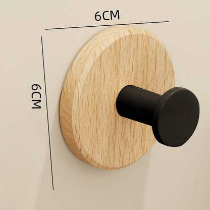 Self-adhesive Wood Hook Hanging Hanger Bathroom Kitchen Wall Hook Bedroom Coat Storage Rack Home Towel Key Home And decoration H