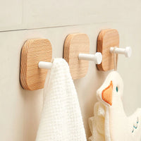 Self-adhesive Wood Hook Hanging Hanger Bathroom Kitchen Wall Hook Bedroom Coat Storage Rack Home Towel Key Home And decoration H