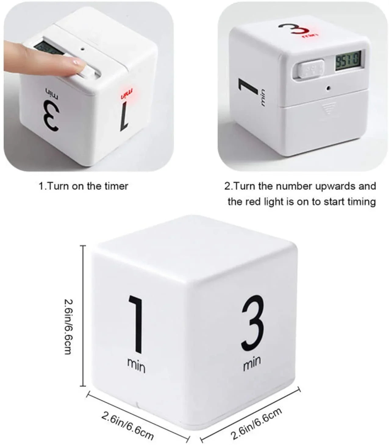 Cube Timer, Kitchen  Child  Exercise  Gravity Sensor Flip  for Time Management and Countdown Settings