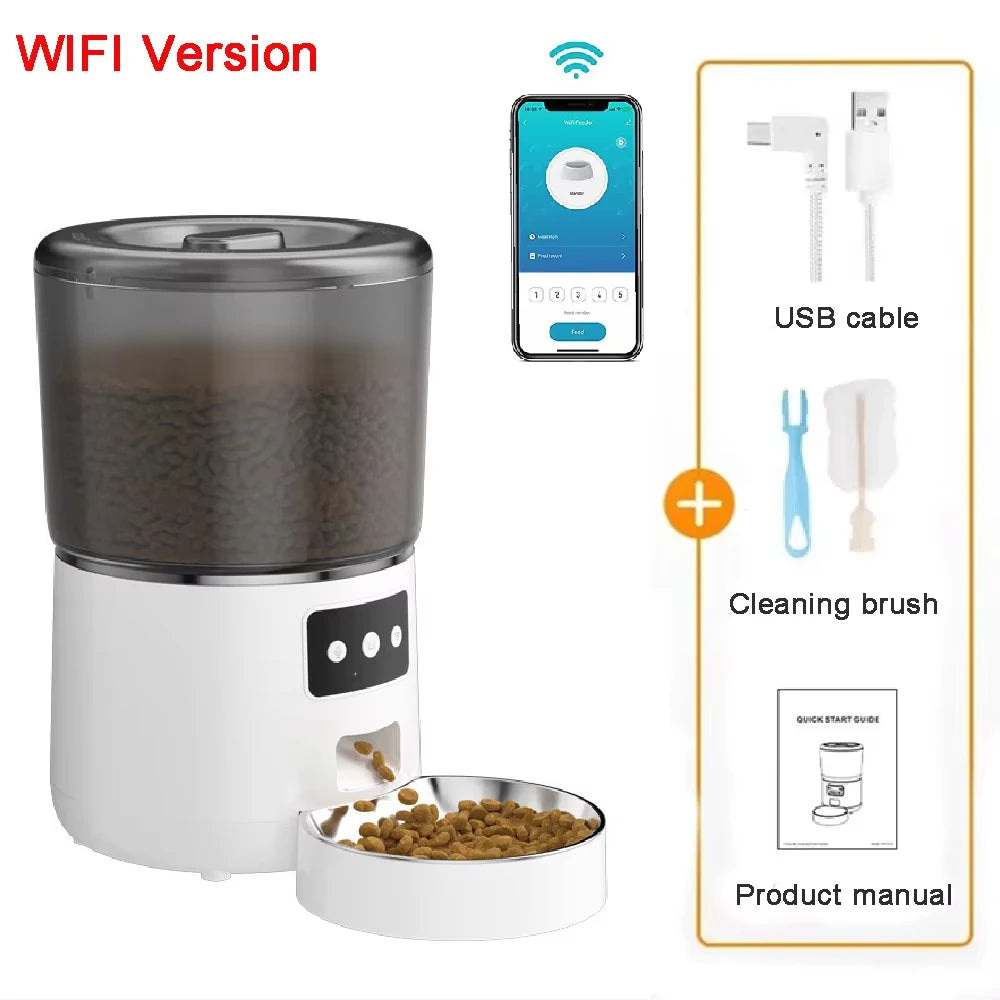 Automatic Pet Feeder 4L Capacity Smart Timer Tuya Control Food Dispenser with Stainless Steel Bowl Dogs Cats Feeding Supplies